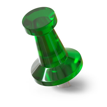 push pin stationery element 3d render green glass color