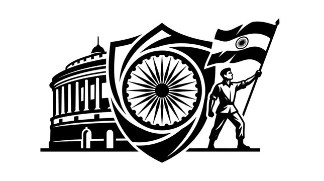 India Patriotism Emblem: Ashoka Chakra, Parliament, Flag, Figure