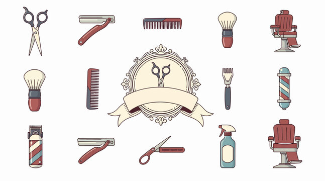 Vintage barber shop tools and accessories