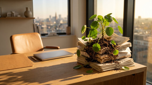 Sustainable business plant desk office