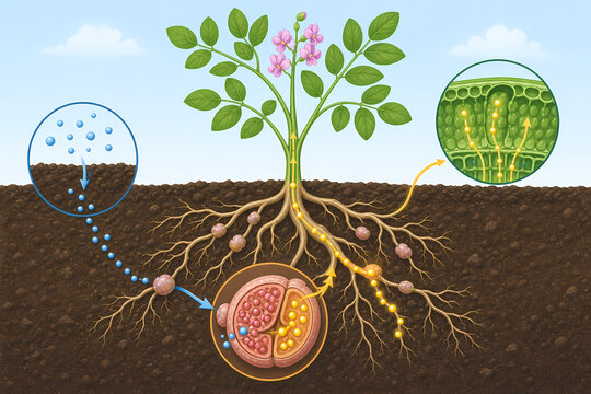 Root nodule nitrogen fixation illustration