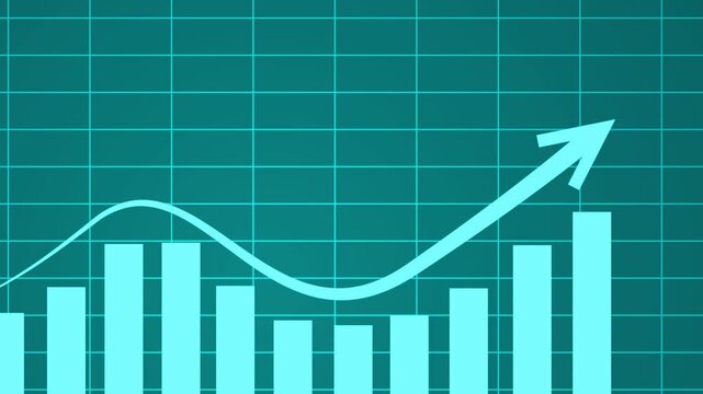 Business graph bar chart with upward trend animation