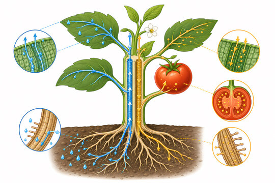 Xylem phloem plant transport illustration