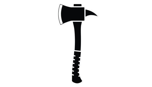 Firefighter pick head axe silhouette black and white vector illustration isolated on white background.