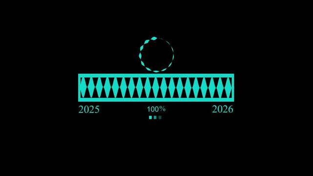 Minimalist progress bar between 2025 and 2026 animation