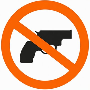 Prohibited gun icon inside red circle no entry symbol