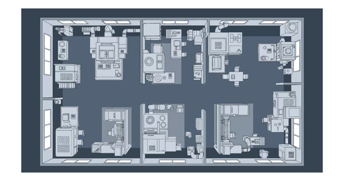 Top view floor plan of a meticulously detailed architectural rendering showcasing multiple rooms within a rectangular structure with precise dimensions and apartment layout design concepts for
