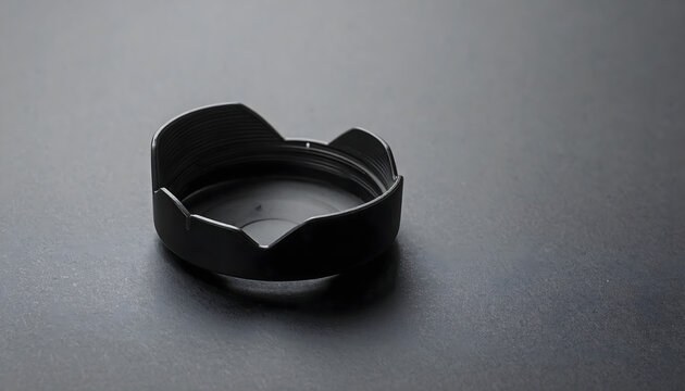 Lens hood resting on dark surface providing sleek professional accessory protection for photography advertising generative AI