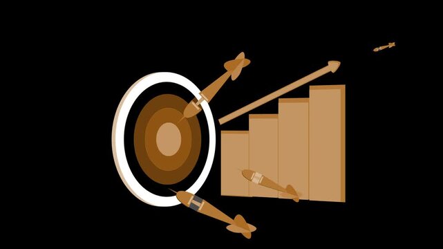 Bullseye target with growth chart minimalist animation