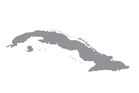 Gray Divided Map of Cuba