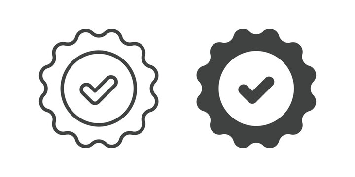 Quality Badge Icon. Line and glyph solid icon
