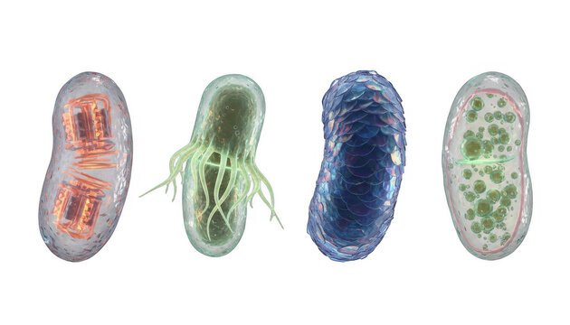 Diverse Microscopic Organisms with Distinct Cellular Structures