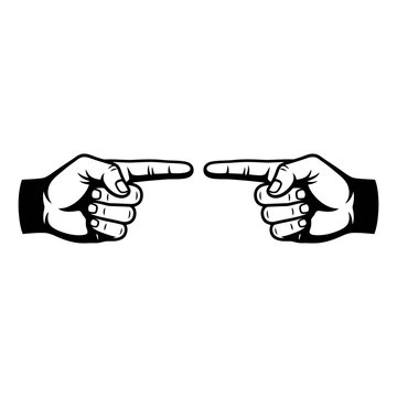 Two pointing fingers, accusatory gesture, direct conflict, confrontation