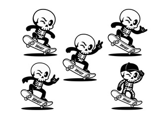 Skully skeleton mascot character skateboarding collection © fcdb_48