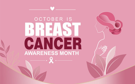 Breast cancer awareness month background art design with pink ribbon decoration, vector design