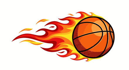 Dynamic vector illustration of a professional basketball player in mid-air action performing a slam dunk, isolated on a white background for sports graphic design and media. © mela