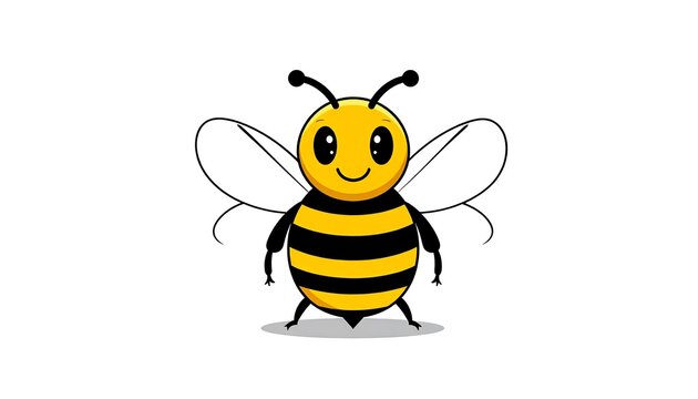 Cartoon smiling yellow chick character with wings.