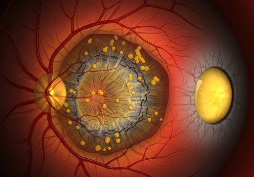 Detailed eye anatomy with retina and optic nerve