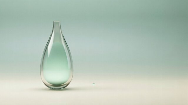 A delicate, empty glass vase with a teardrop shape on a plain background, symbolizing elegance and simplicity.