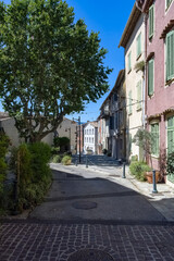 Fototapeta premium Cogolin, typical village in the Var, colorful houses in the historic center 