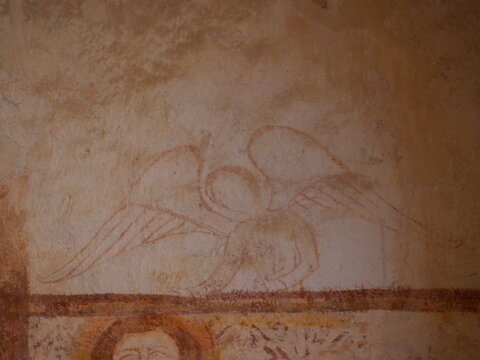 France - Pays de la Loire - Sarthe - Asni&egrave;res-sur-V&egrave;gre, &eacute;glise, peinture murale