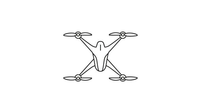 Modern quadcopter drone line art icon.