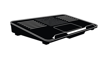 Laptop cooling pad with perforated surface black and white silhouette computer © njhasan