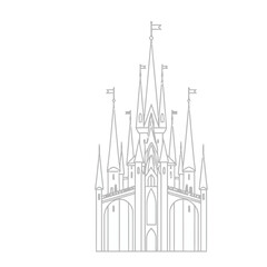 Obraz premium Castle outline with multiple spires and flags