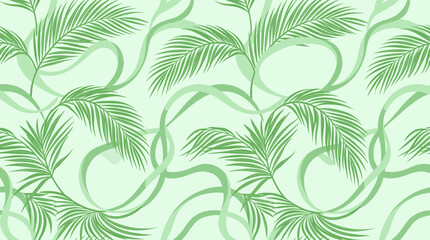 Fototapeta premium Seamless pattern of tropical leaves creates a soothing design