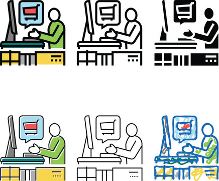 ecommerce store owner color icon vector. ecommerce store owner sign. set isolated symbol