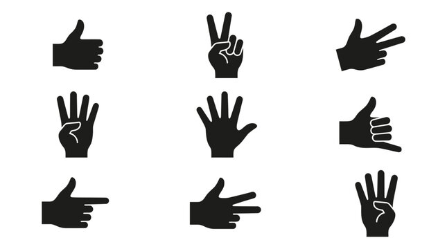 Black hand signs in American Sign Language.