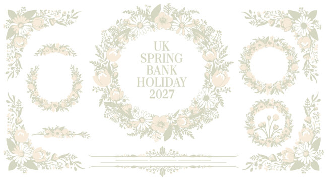 uk spring bank holiday floral wreath border