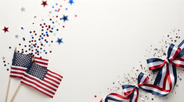 Labor_da patriotic celebration american flags stars ribbons confetti for independence day marketing