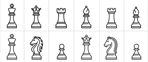 Collection of Simplified Chess Piece Icons © nanik