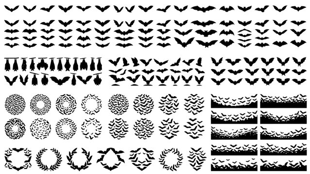 Halloween bat mega bundle transparent background silhouette vector collection