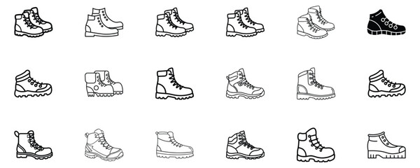 Obraz premium trekking and hiking boot icons set