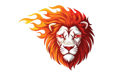 Fierce lion head mascot vector illustration featuring a powerful predator with a sharp mane and intense gaze, professional sports logo design element on white background. © poor
