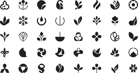 Obraz premium Minimalist Floral and Botanical Logo Templates Set Hand Drawn Abstract Plant Leaf Flower and Nature Line Art Icons Collection Elegant Eco Beauty Spa Wellness and Cosmetics Vector Design