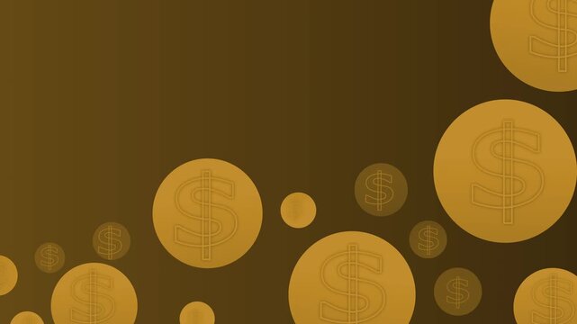 Abstract background with floating circles and dollar signs suggesting money finance and digital payment animation