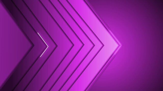 Abstract chevron layers pointing right on a gradient background, modern geometric design with copy space animation
