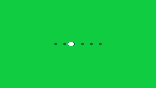 Animated sliding carousel dot indicators for UI navigation on chroma key green screen background