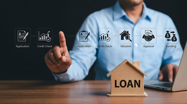 Digital Home Loan Application Approval Process Financial Technology Concept