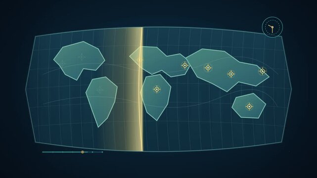 World Time Zone Sweep Moving Across Continents