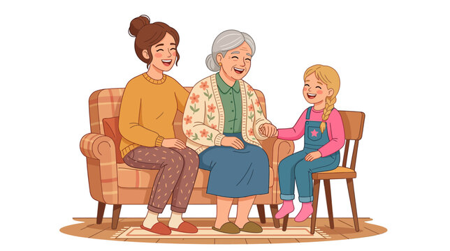 Three Generations of Women Laughing Together