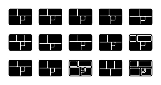 Modern UI Layout Templates, Web Design Wireframe Elements, Responsive Grid System Icons, Mobile App Interface Structure Graphics, UX Design Building Blocks