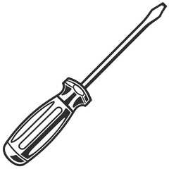 Obraz premium Flat Head Screwdriver Silhouette Vector Icon On White Background