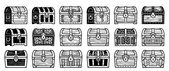 Collection of Vintage Treasure Chests Illustrations © Riris