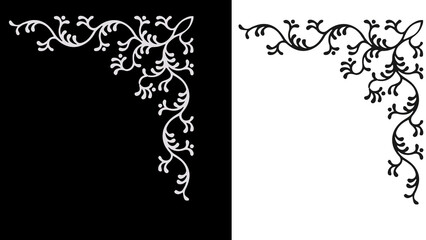 Fototapeta premium Elegant Floral Vine Corner Border with Decorative Leaf Ornament
