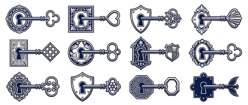 Vintage Keys and Ornate Keyholes Collection