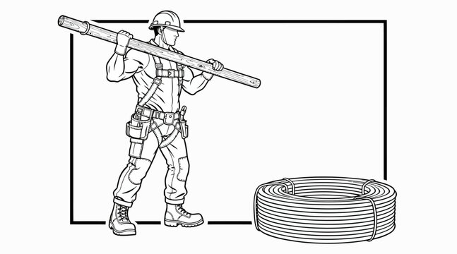 worker with coil pipe